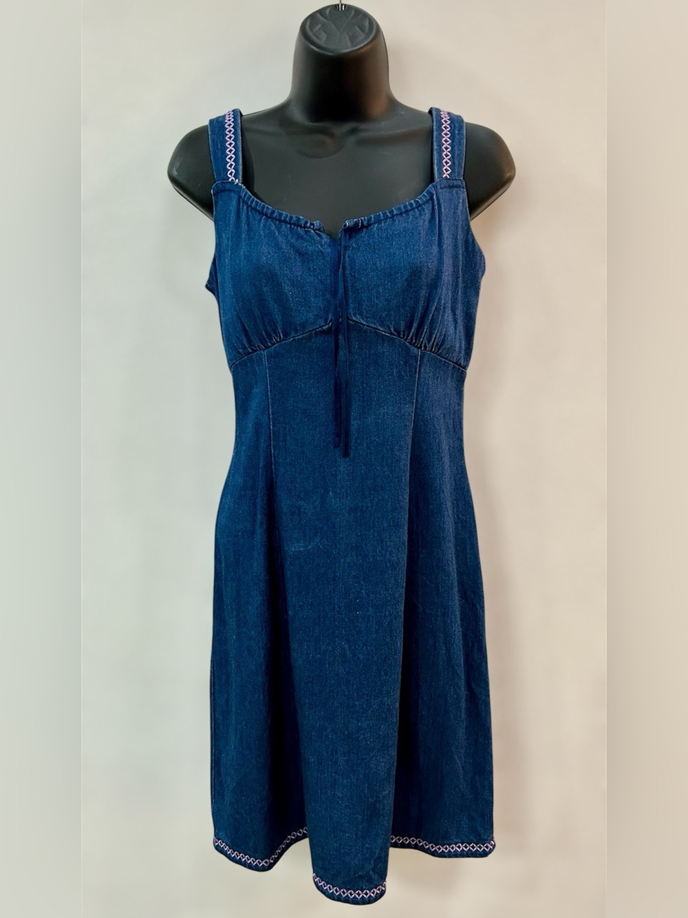 Handmade 1960s, 70s, Embroidered Denim Dress, Vintage